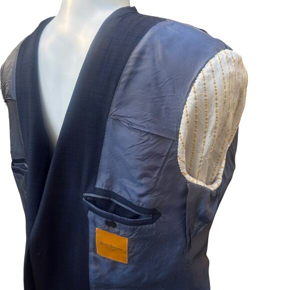 Hickey Freeman Jacket Sport Coat 46R Loro Piana Super 150 Blue Checker 2 Button - Picture 12 of 16